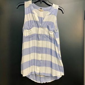 Cupio Sleeveless Button Front Blue Stripe Size M
